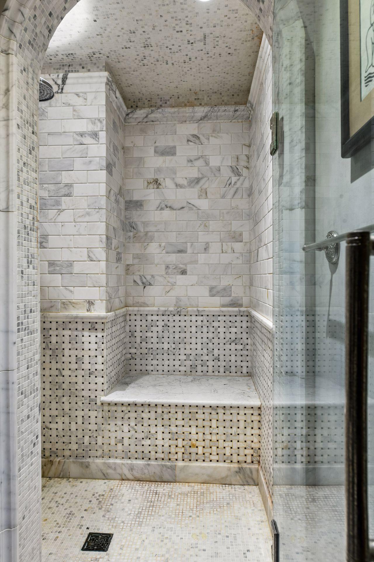 Custom tile with bench,