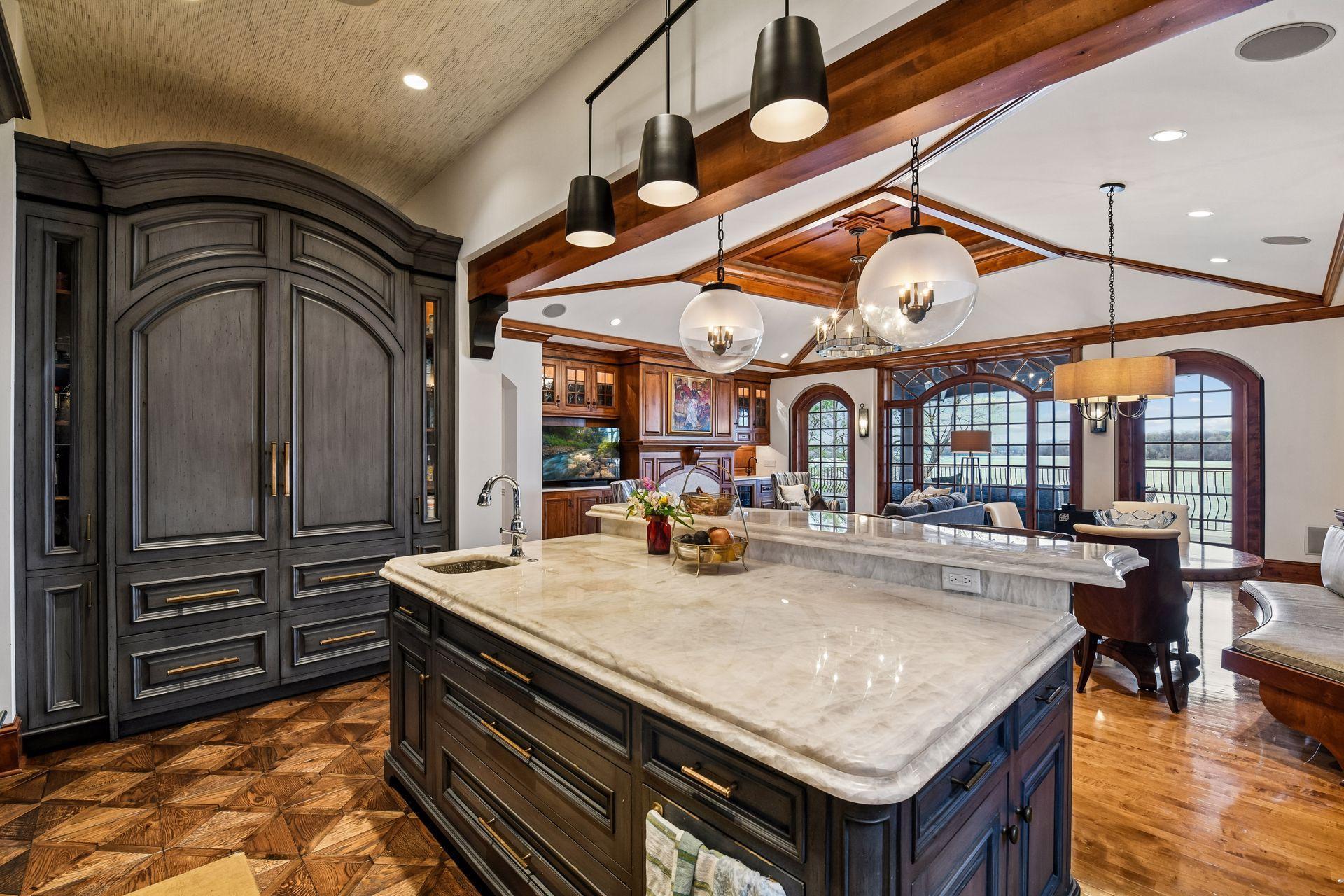 Custom wood floors are simply devine. Incredible wood work in the entire area. You can see and feel the quality