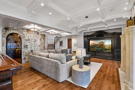 Impressive, custom wood framed television sets the tone everyday~
