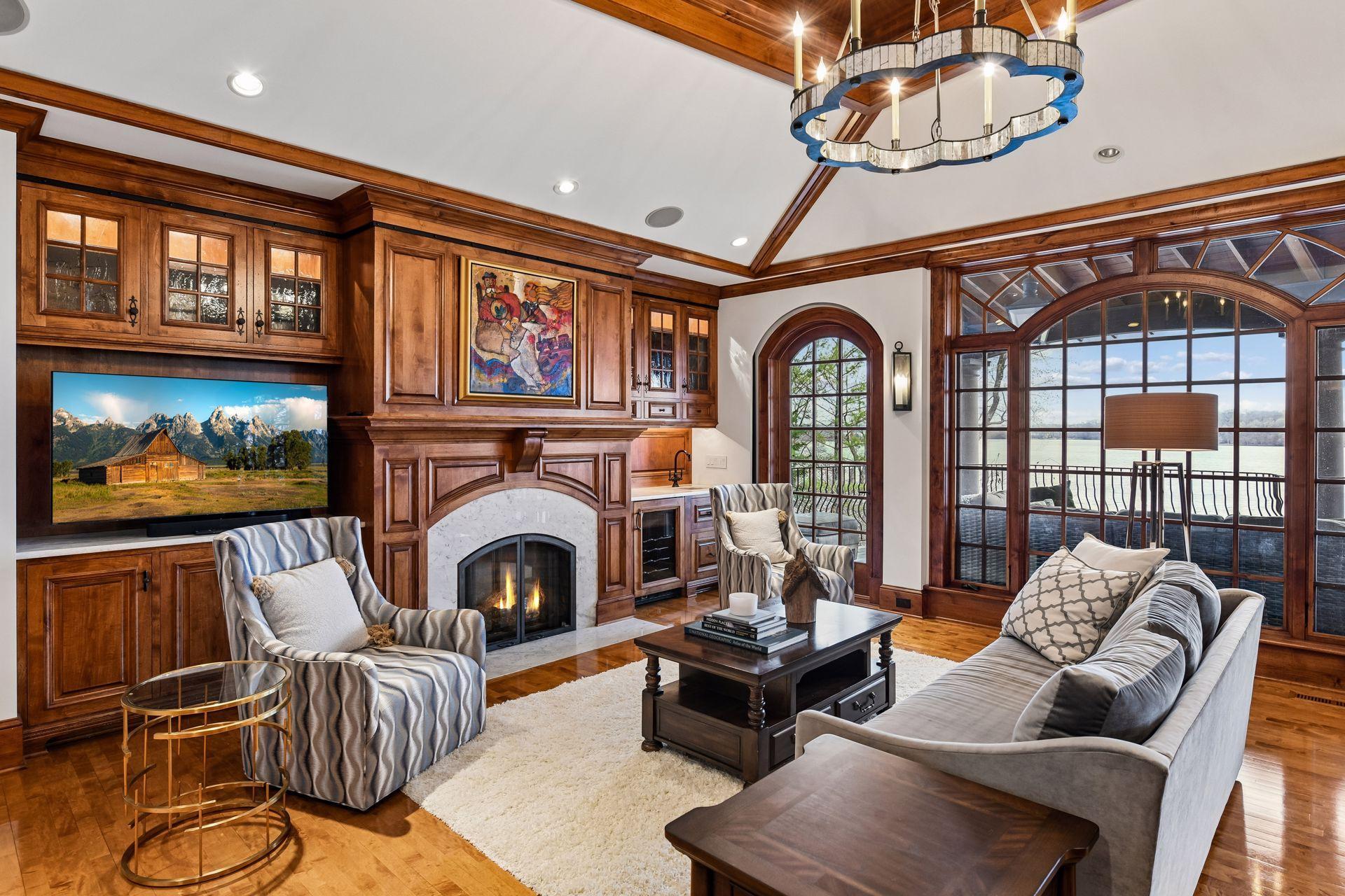 Cozy fireplace sets the tone in this class filled space