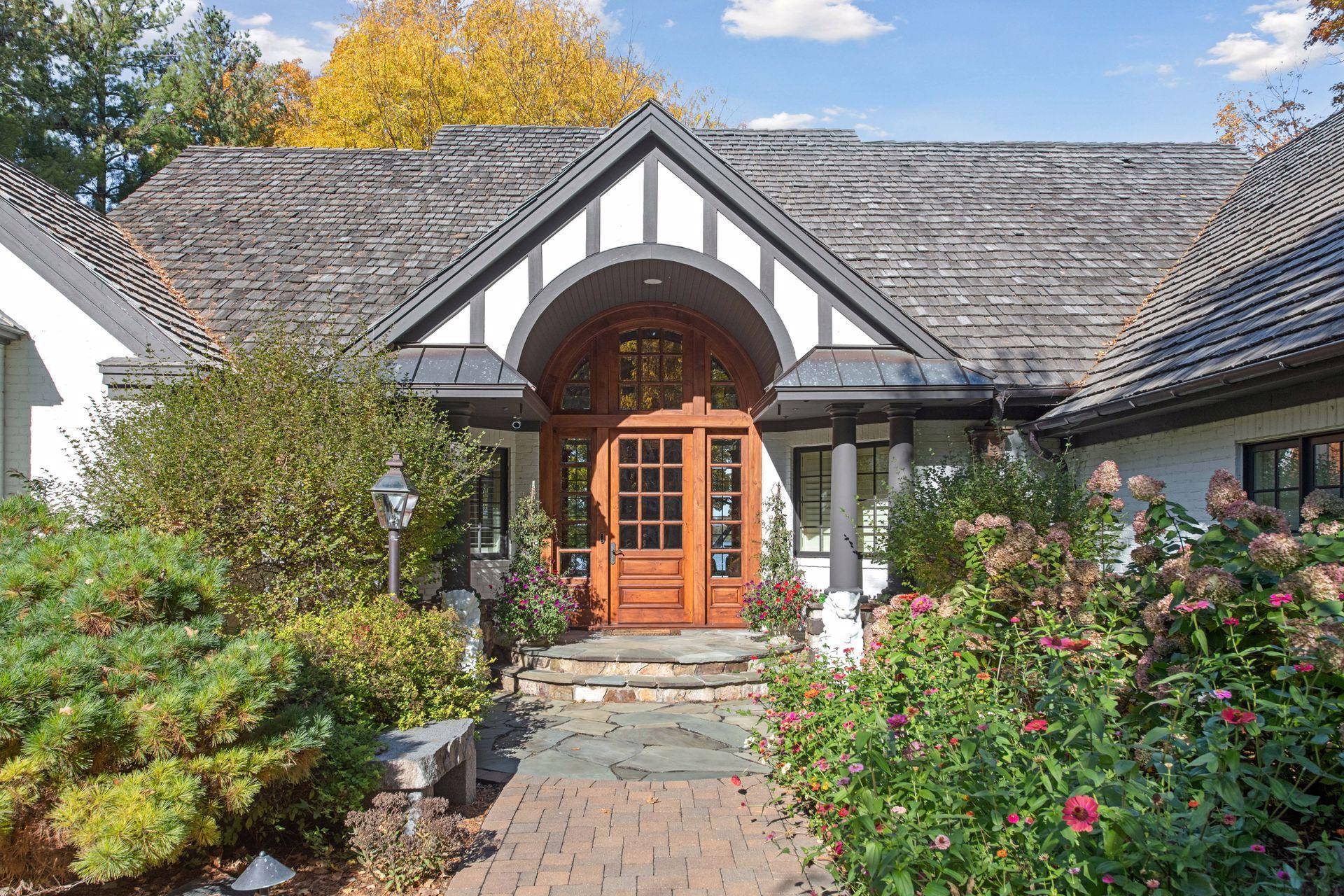 Walk to front door, has an english garden feel.