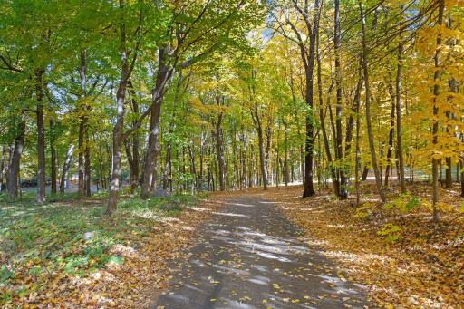 Over the River and through the woods as you climb up the beatifully wooded driveway.
