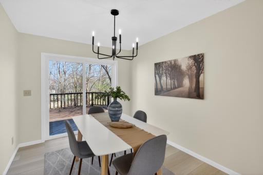 Main level: dining room with beautiful pond views