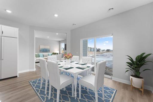 The informal dining area is just steps from the kitchen.