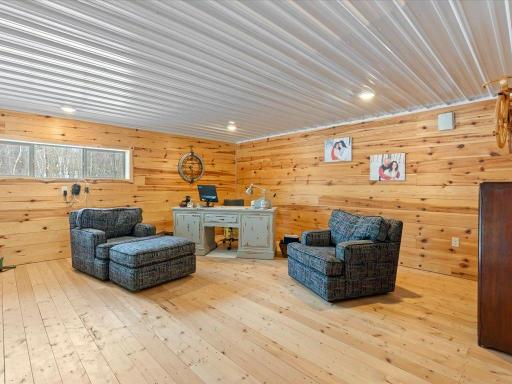 Upper-level office area overlooking main level living.
