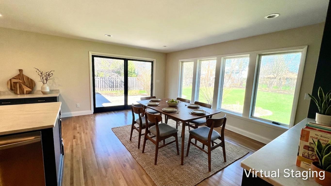 Large dining area with all new recessed lighting.