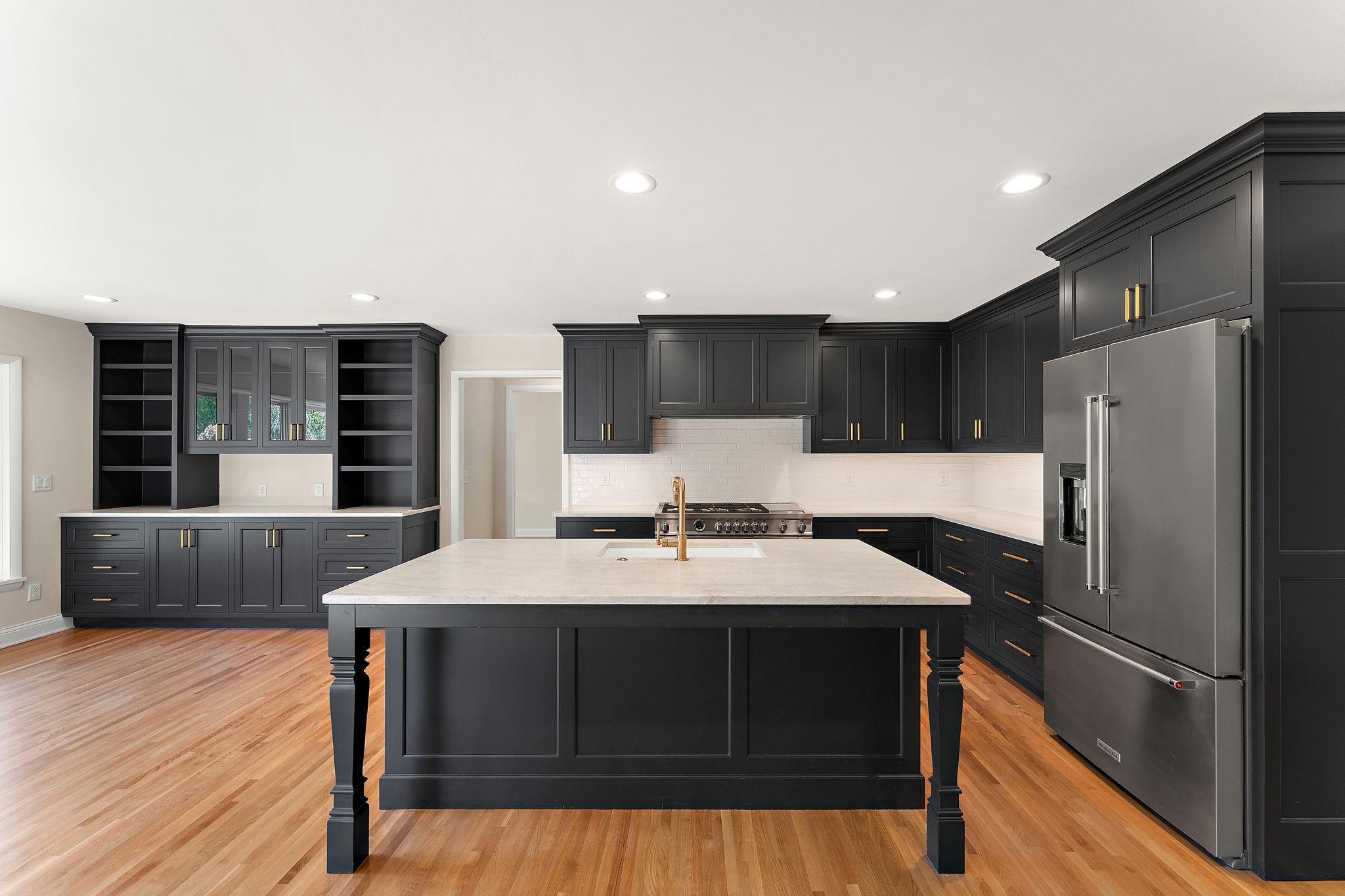 The large island holds the sink, dishwasher & has ample room for seating.