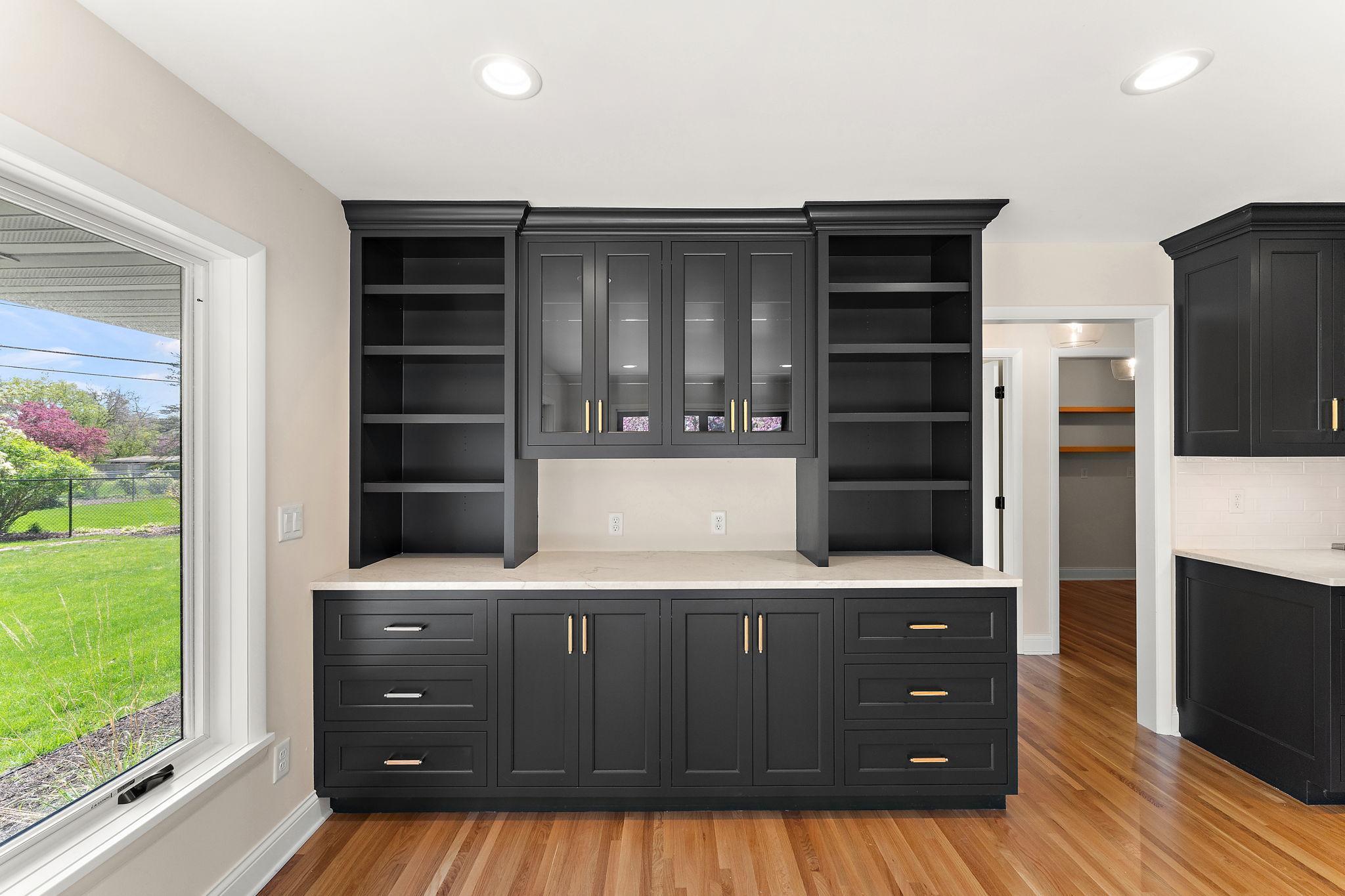 Custom built in storage in the dining area.