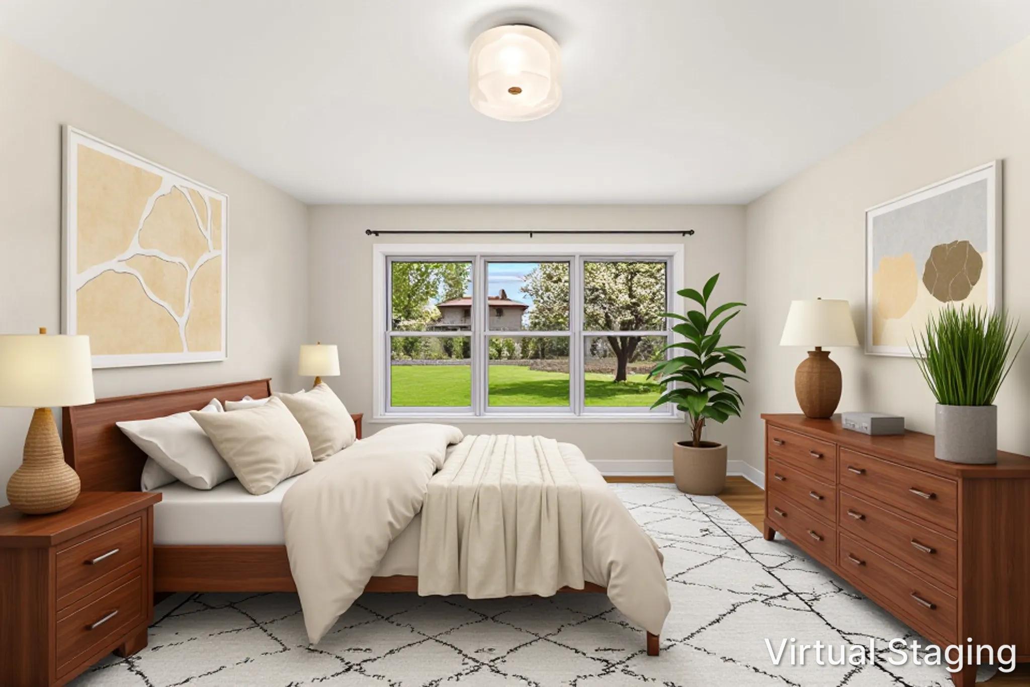 The first bedroom off the kitchen, dining room, was previously used as a home office.