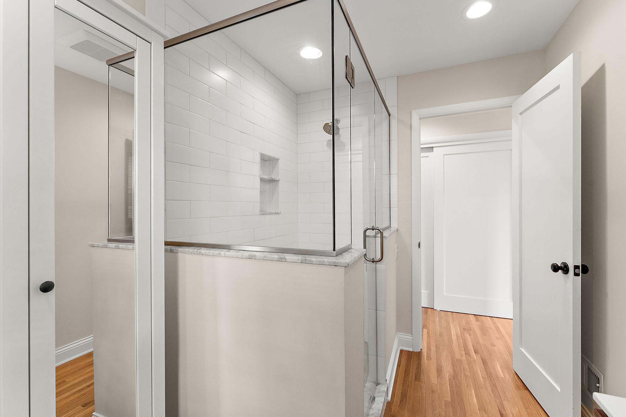 Large walk-in shower.
