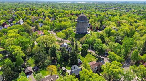 Stunning home in a stunning location at the foot of the Washburn Water Tower.