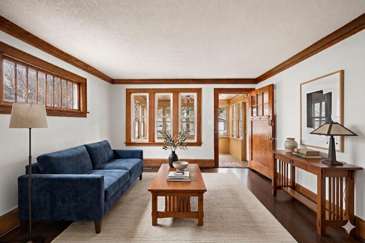 Virtual staging of living room