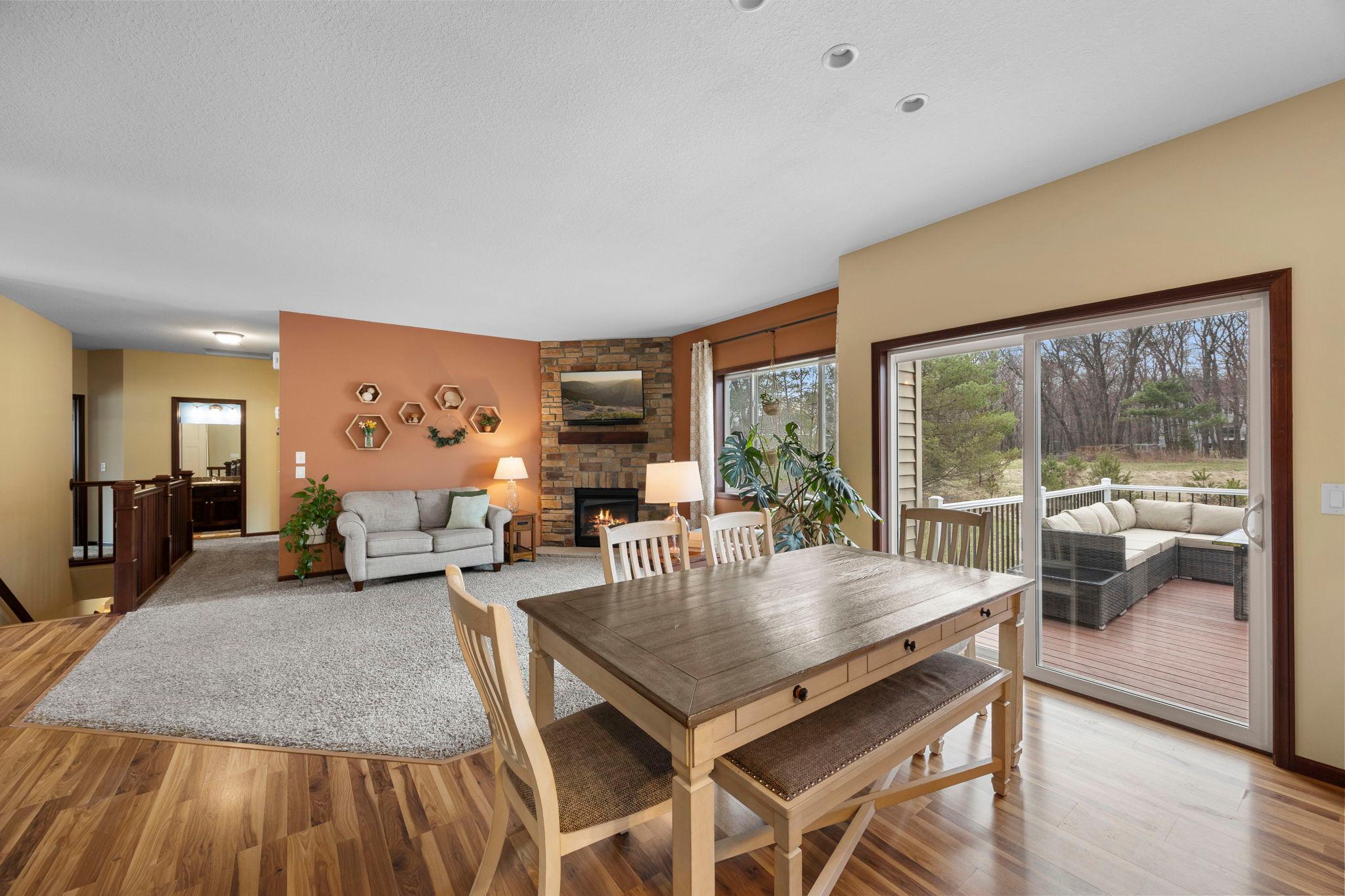 Great flow from dining to living to deck spaces