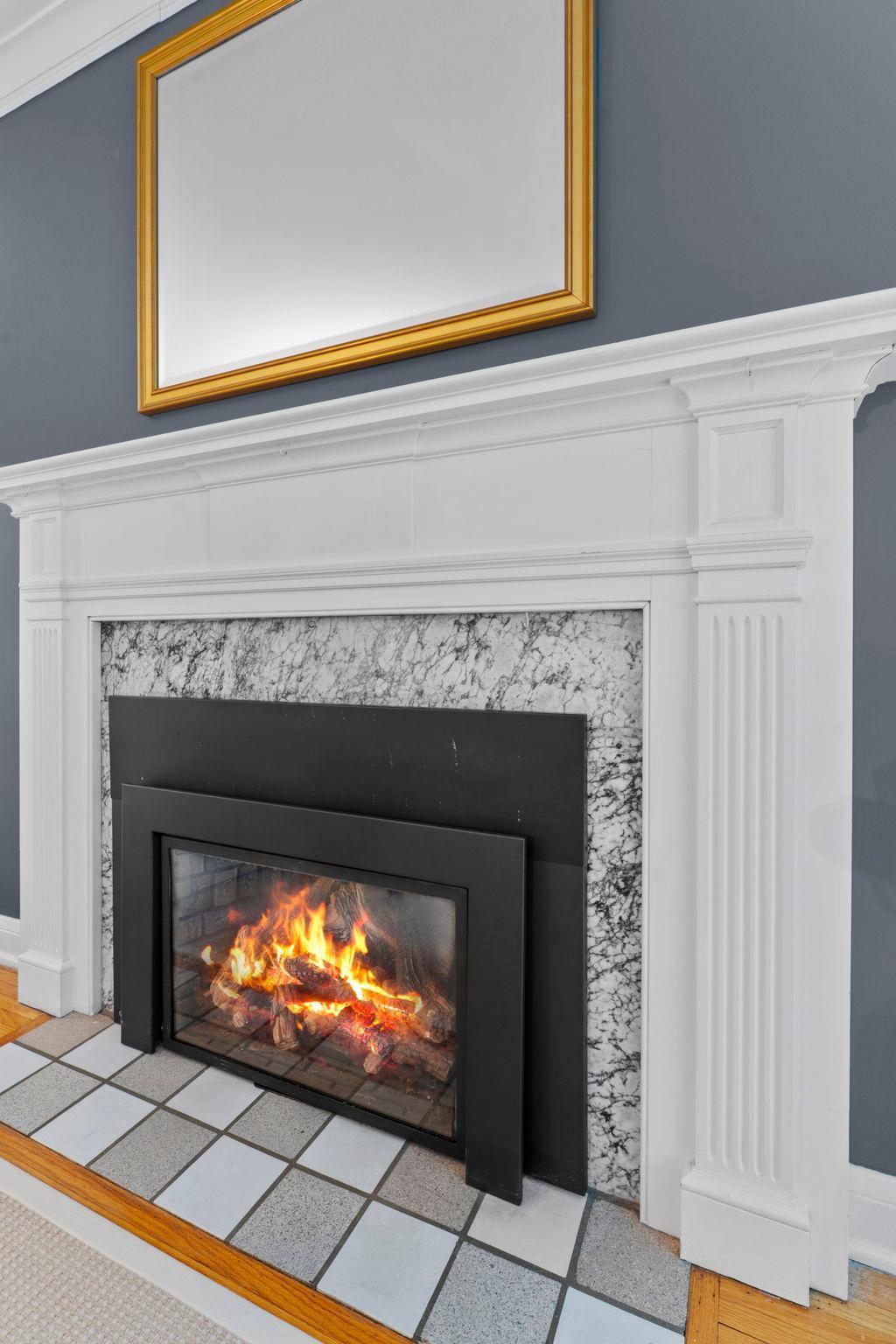 Cozy gas fireplace