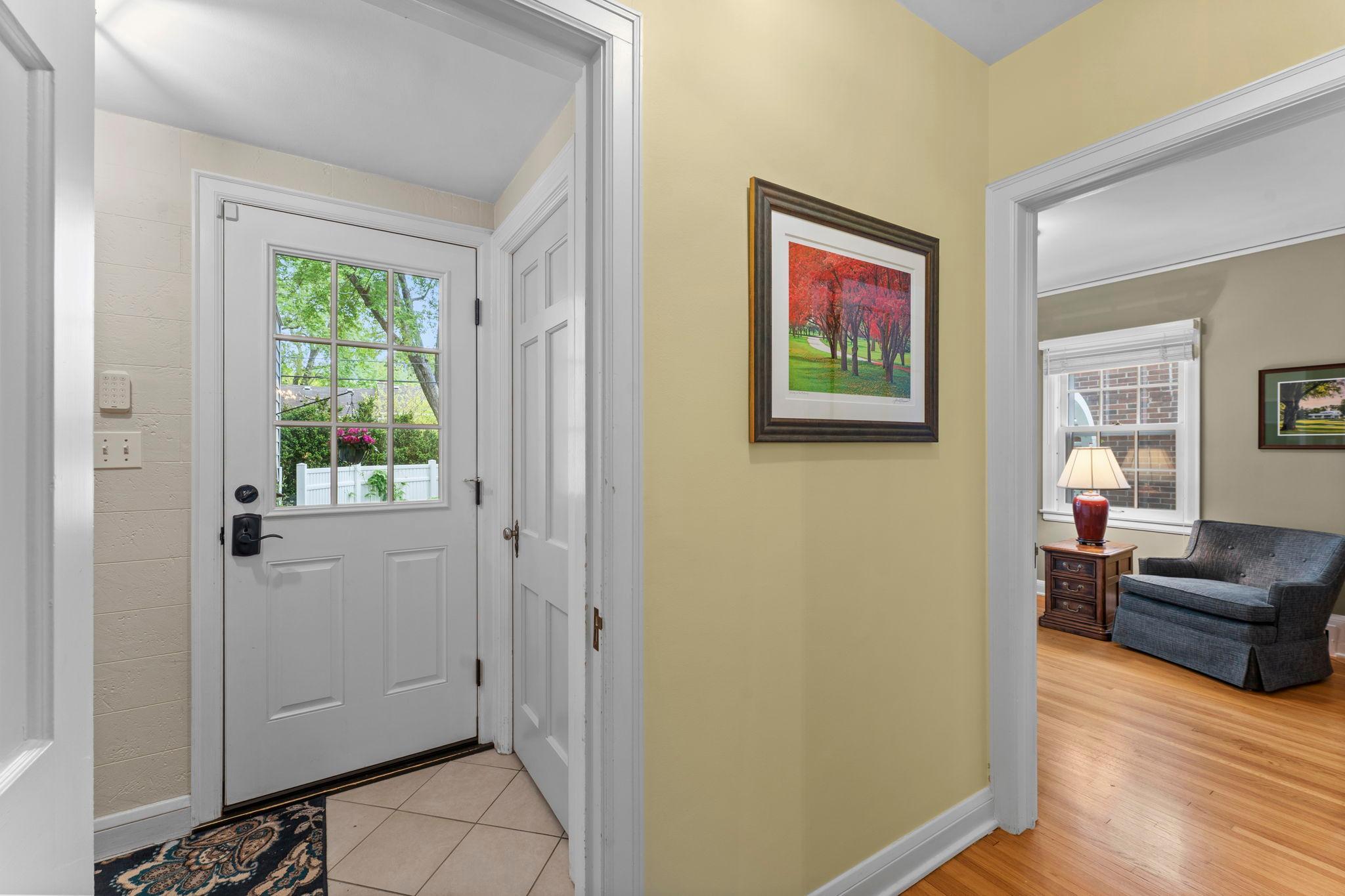 Hallway with quick access to back patio