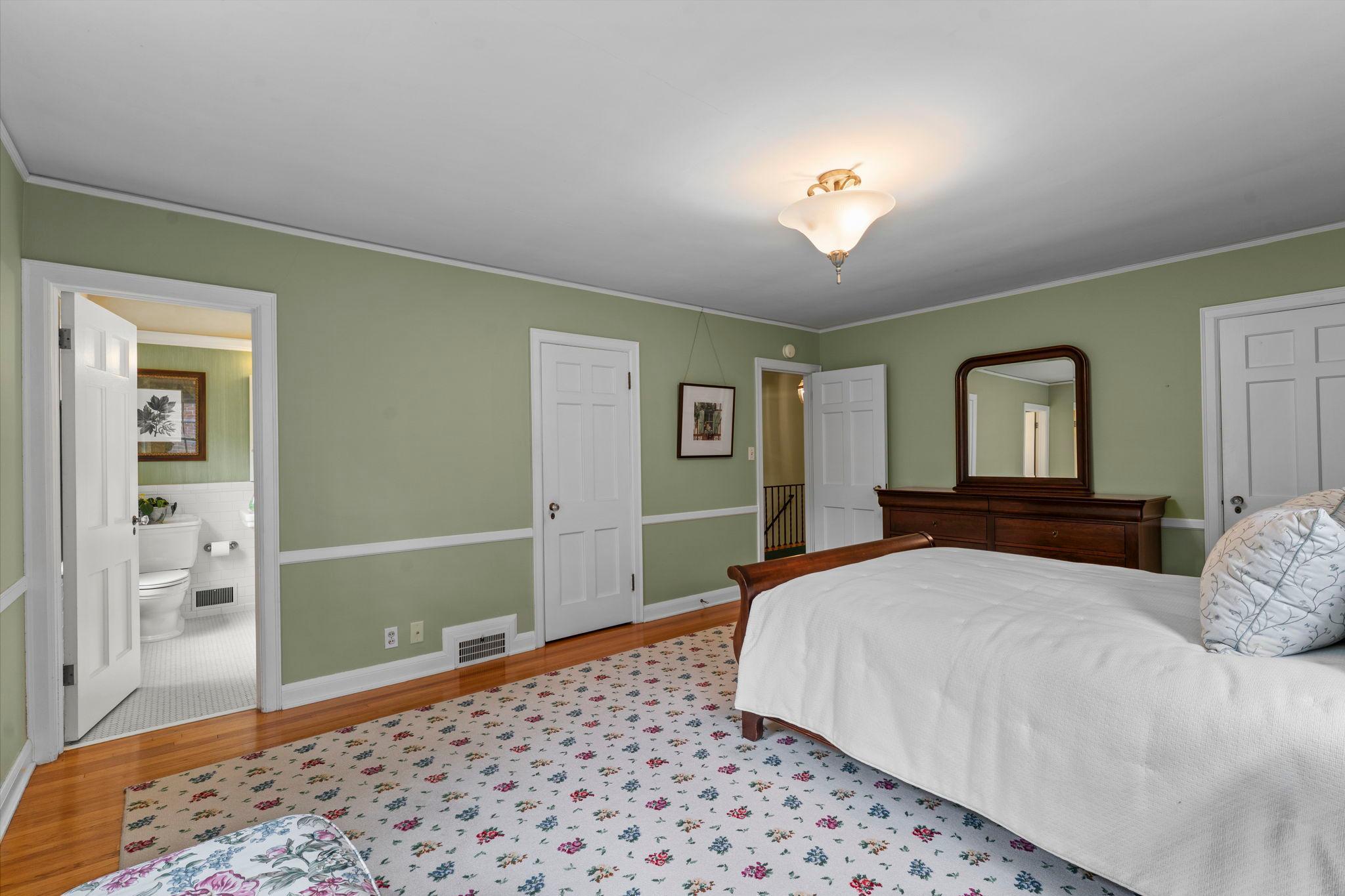 Primary has double closets and private bath