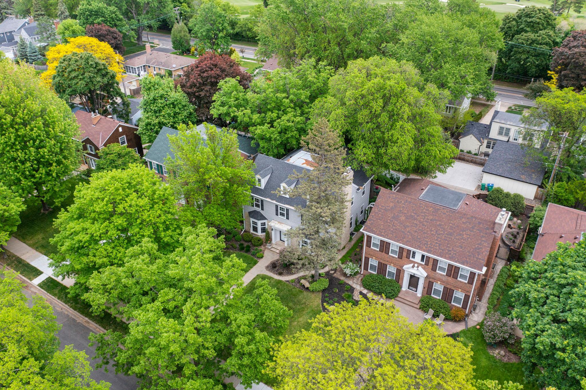 Overhead drone view