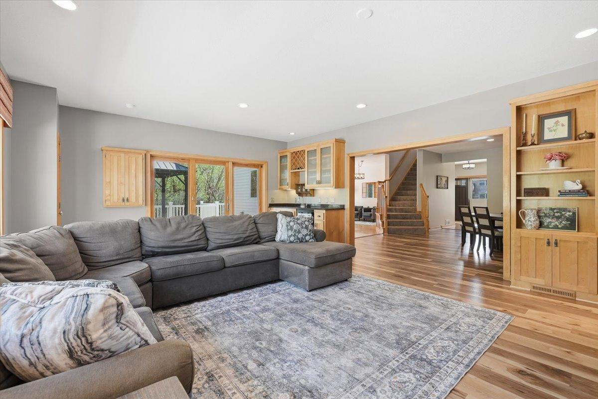 Stunning living room awaits you complete with a wetbar