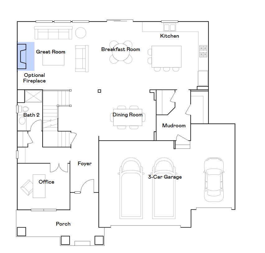Main level floor plan.