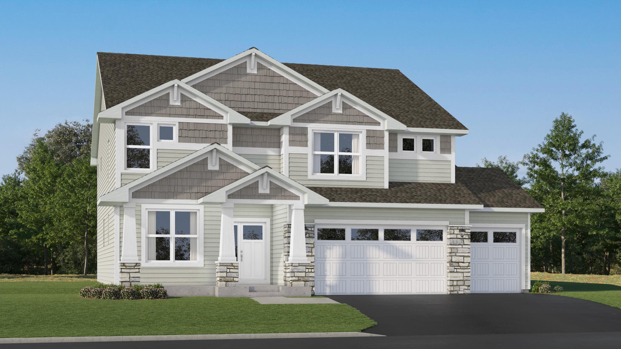 (Exterior rendering, actual home's finishes will vary.)