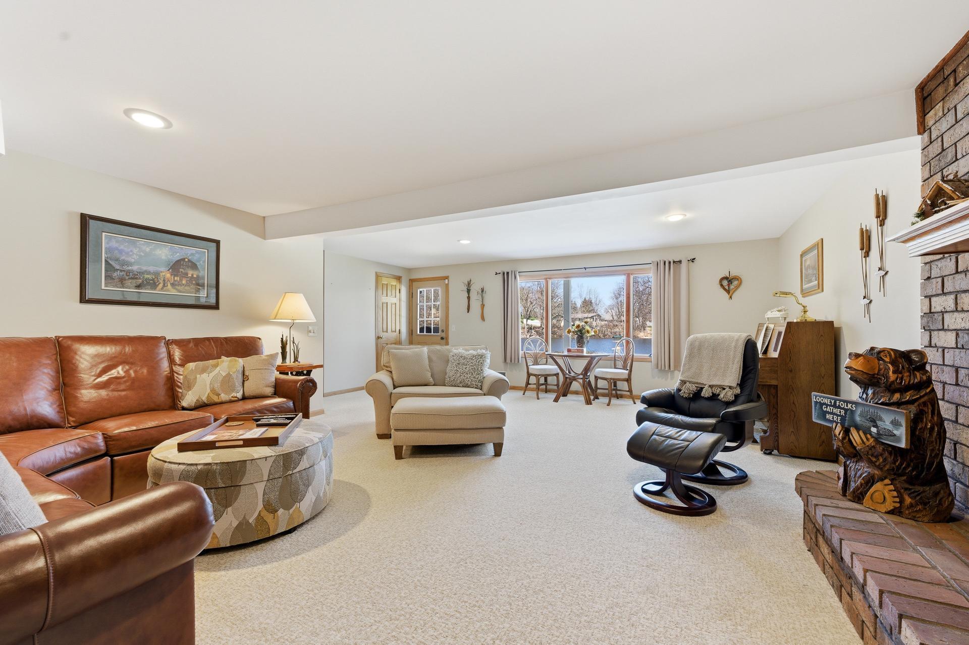 View towards the lake with walkout to patio in center of the photo.