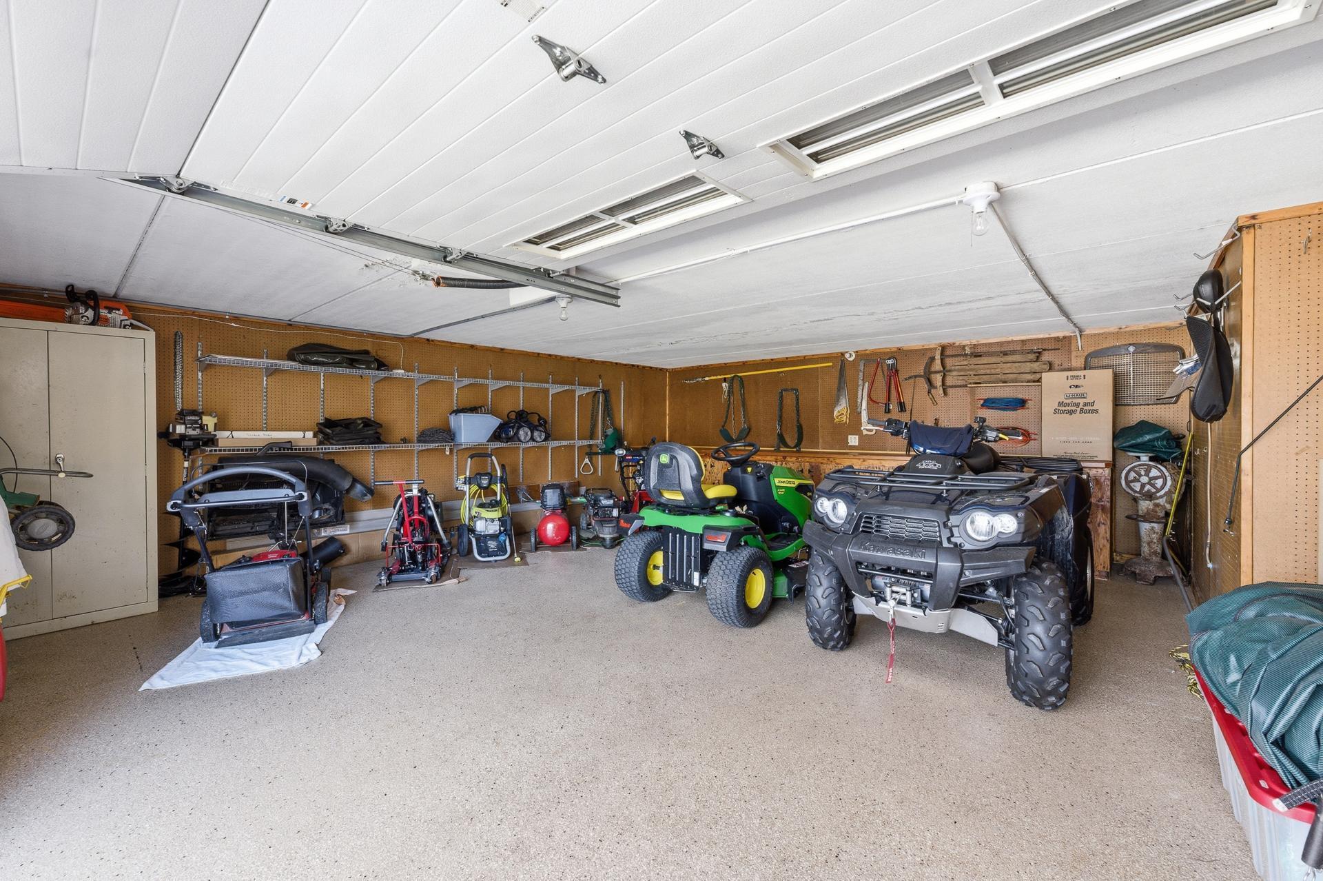 Tuck under 22x21 garage with epoxy floor.