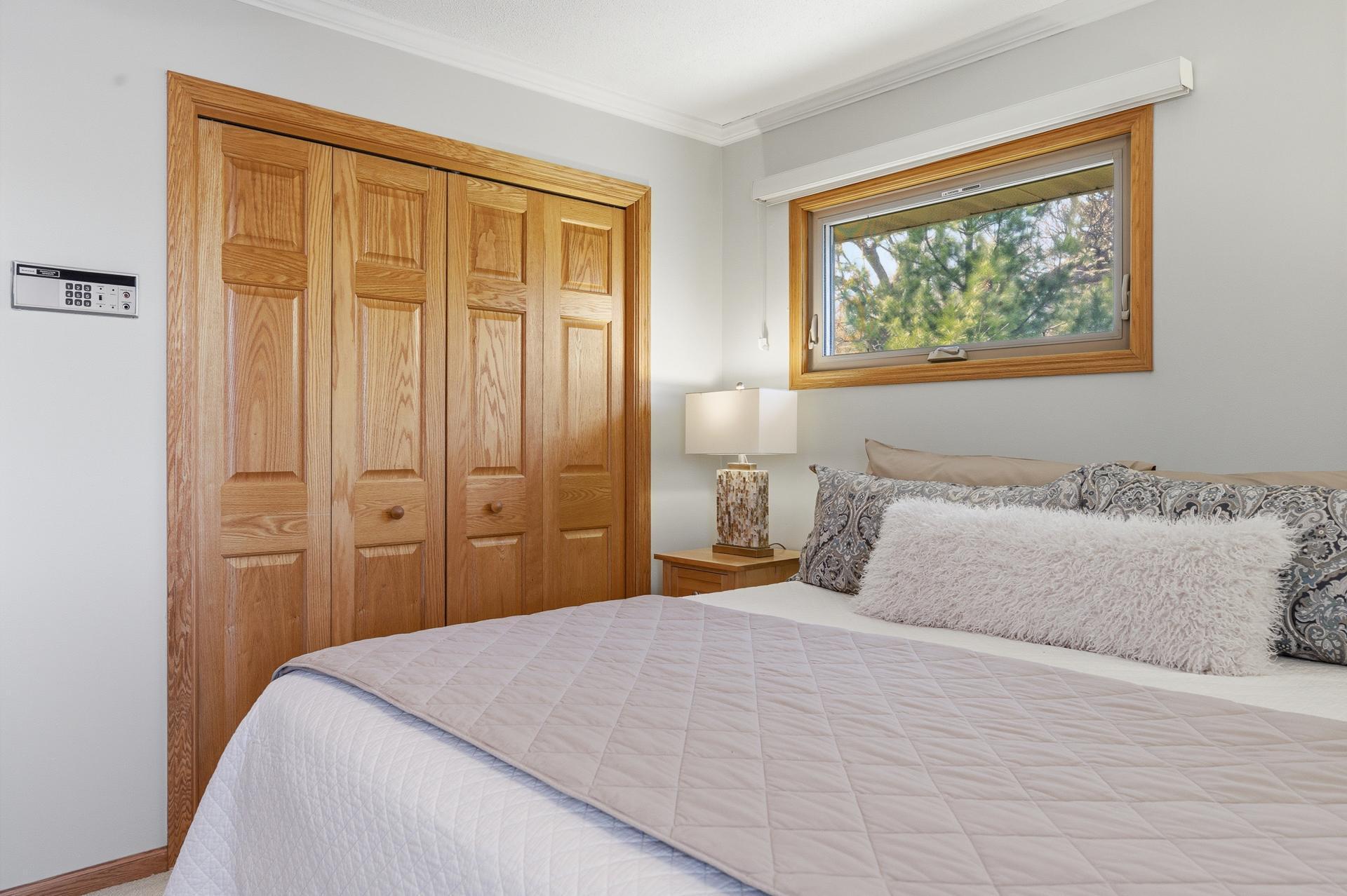 Wall closet with organizer.