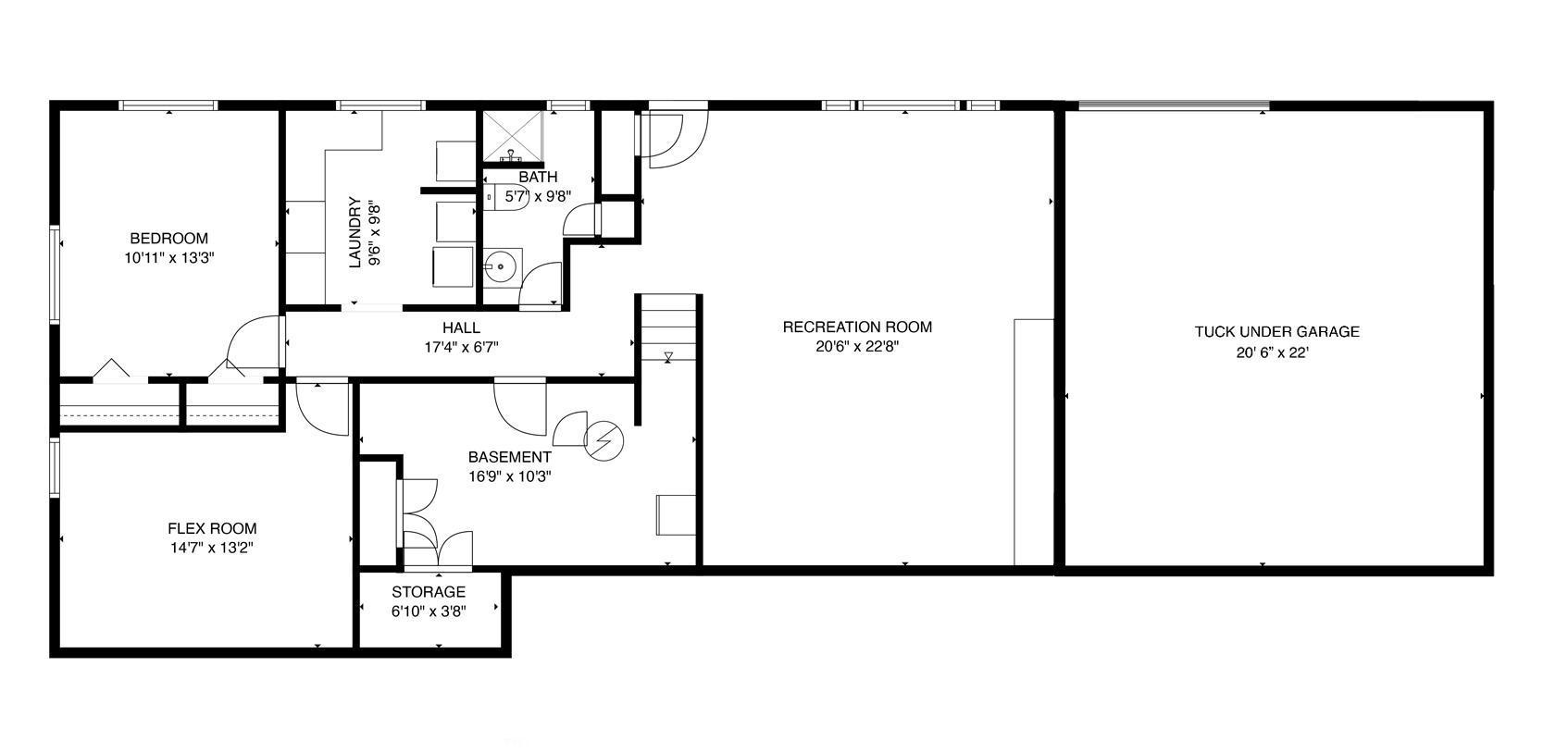 Lower level floor plan.