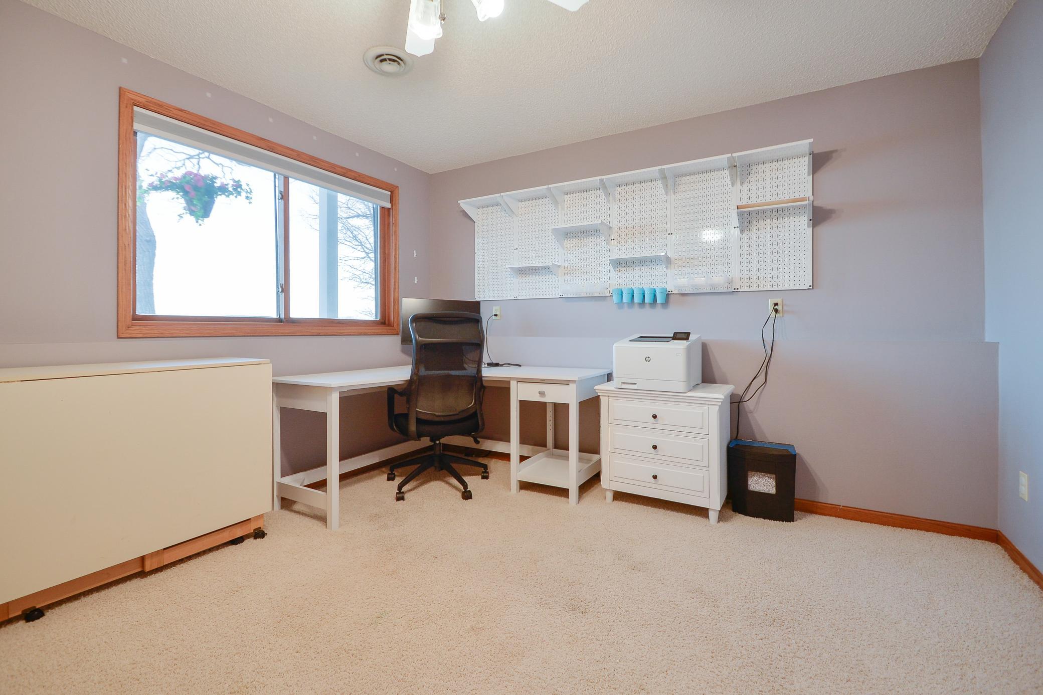 Lower level bedroom, currently used as office