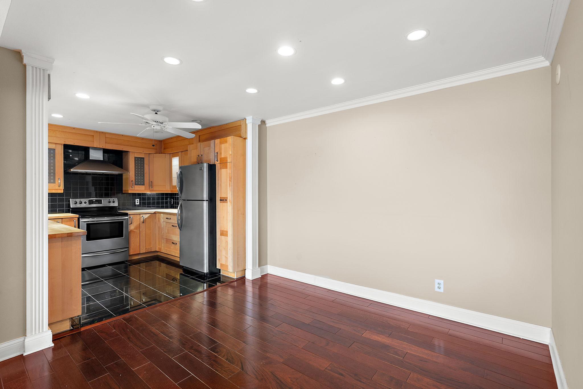 Large dining room into kitchen