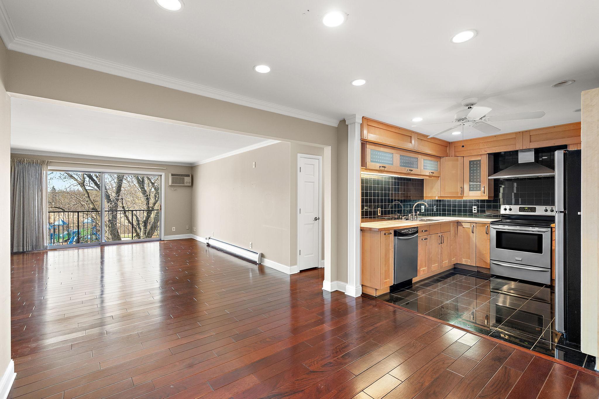 Large dining room into kitchen