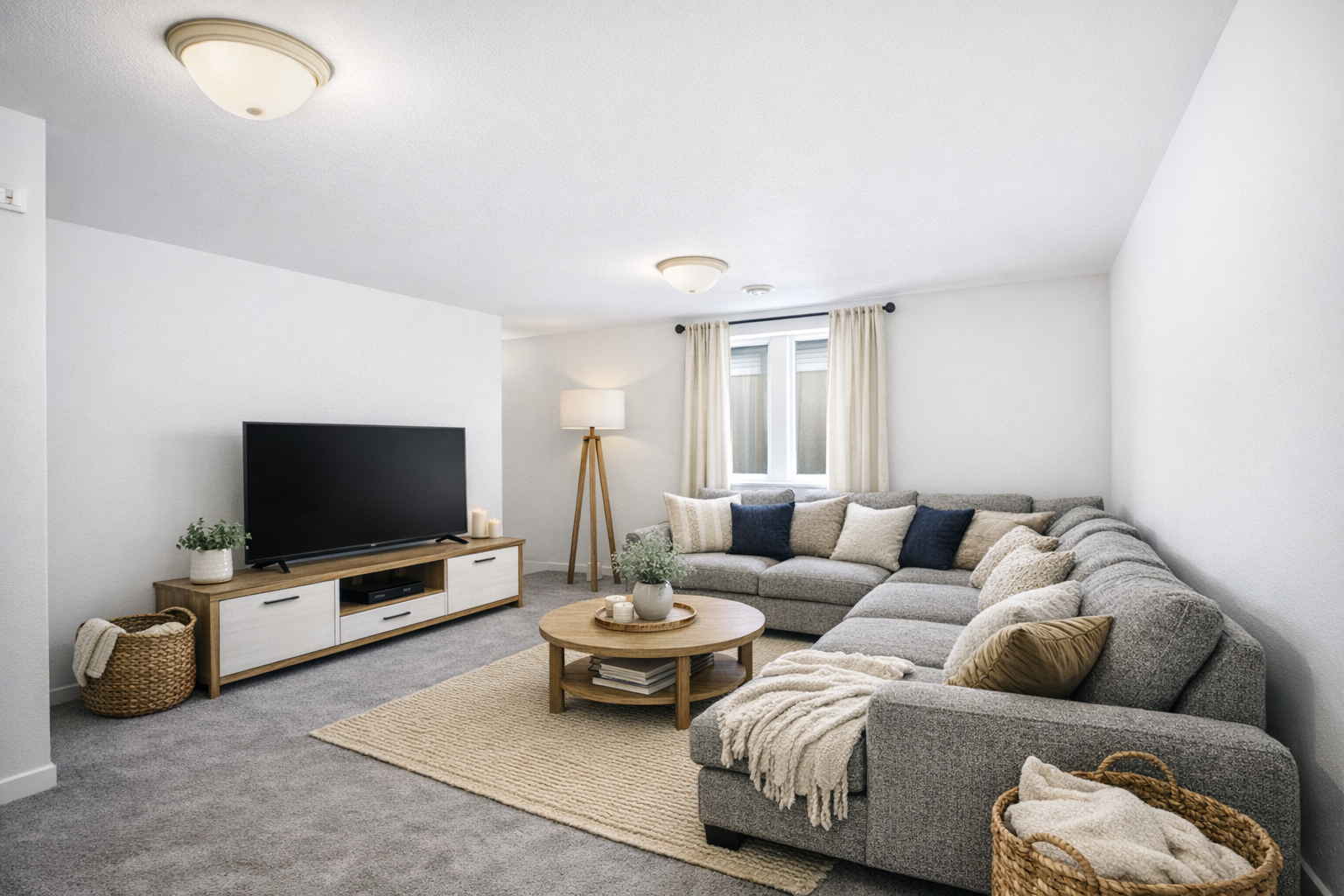 virtual staging basement family room