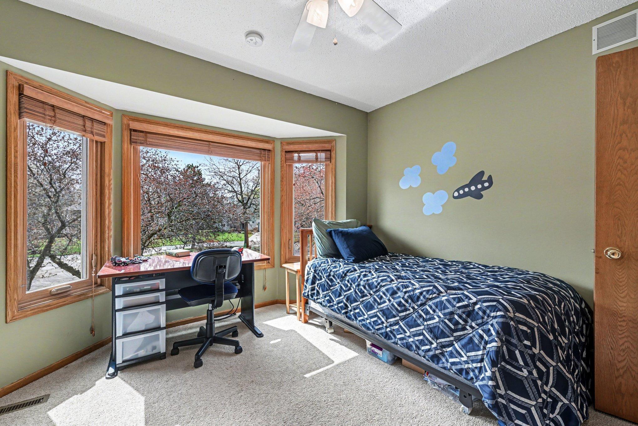 Natural light and a pleasant view of the neighborhood.