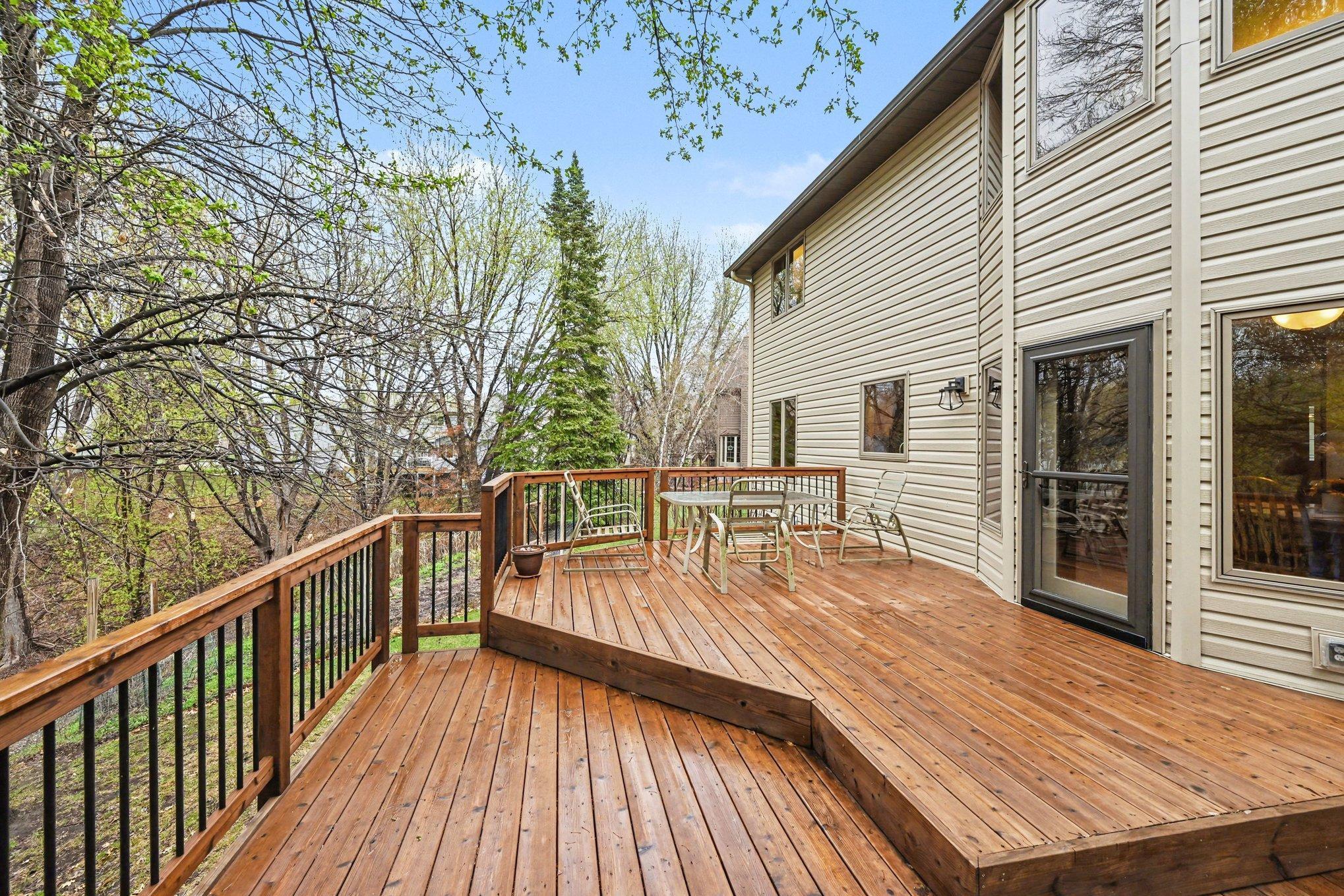 Spacious Deck extends from the home