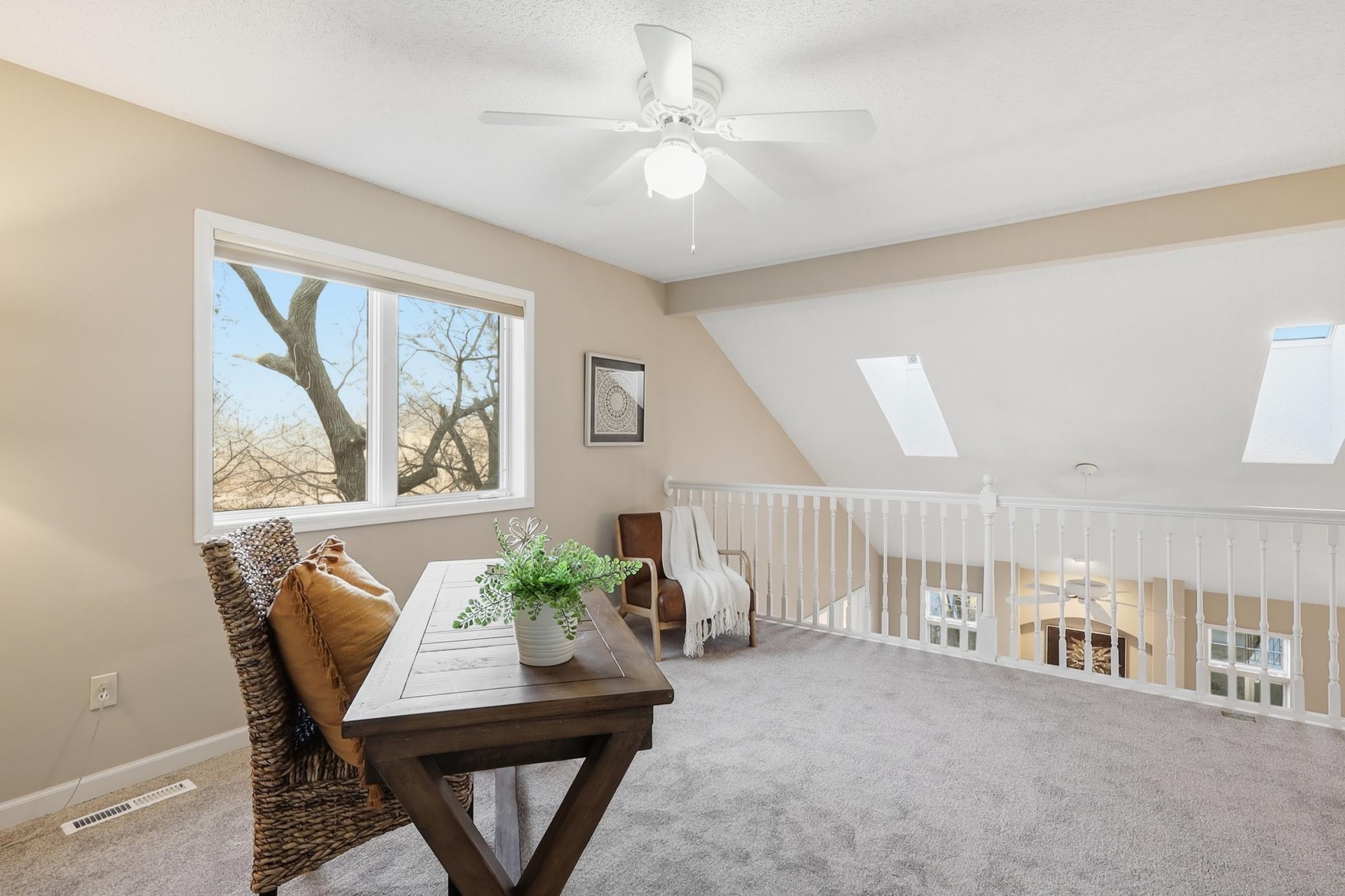 Upper level loft overlooks the living space and offers a large closet.