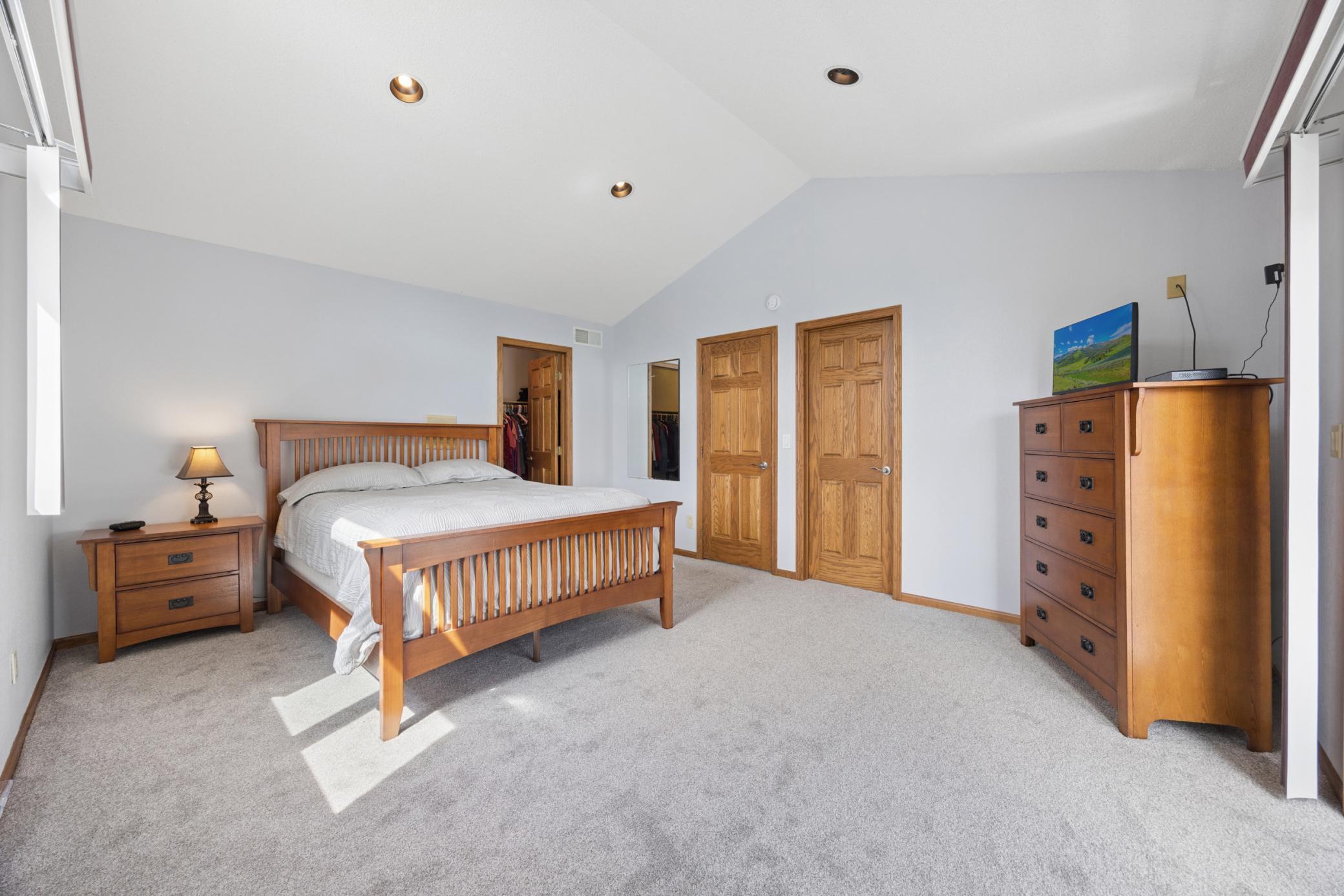 Primary suite has walk in closet and full bath.