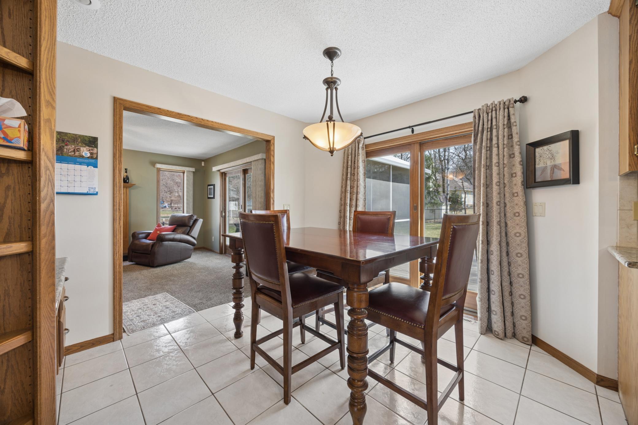 Informal dining room with walk out to the patio.