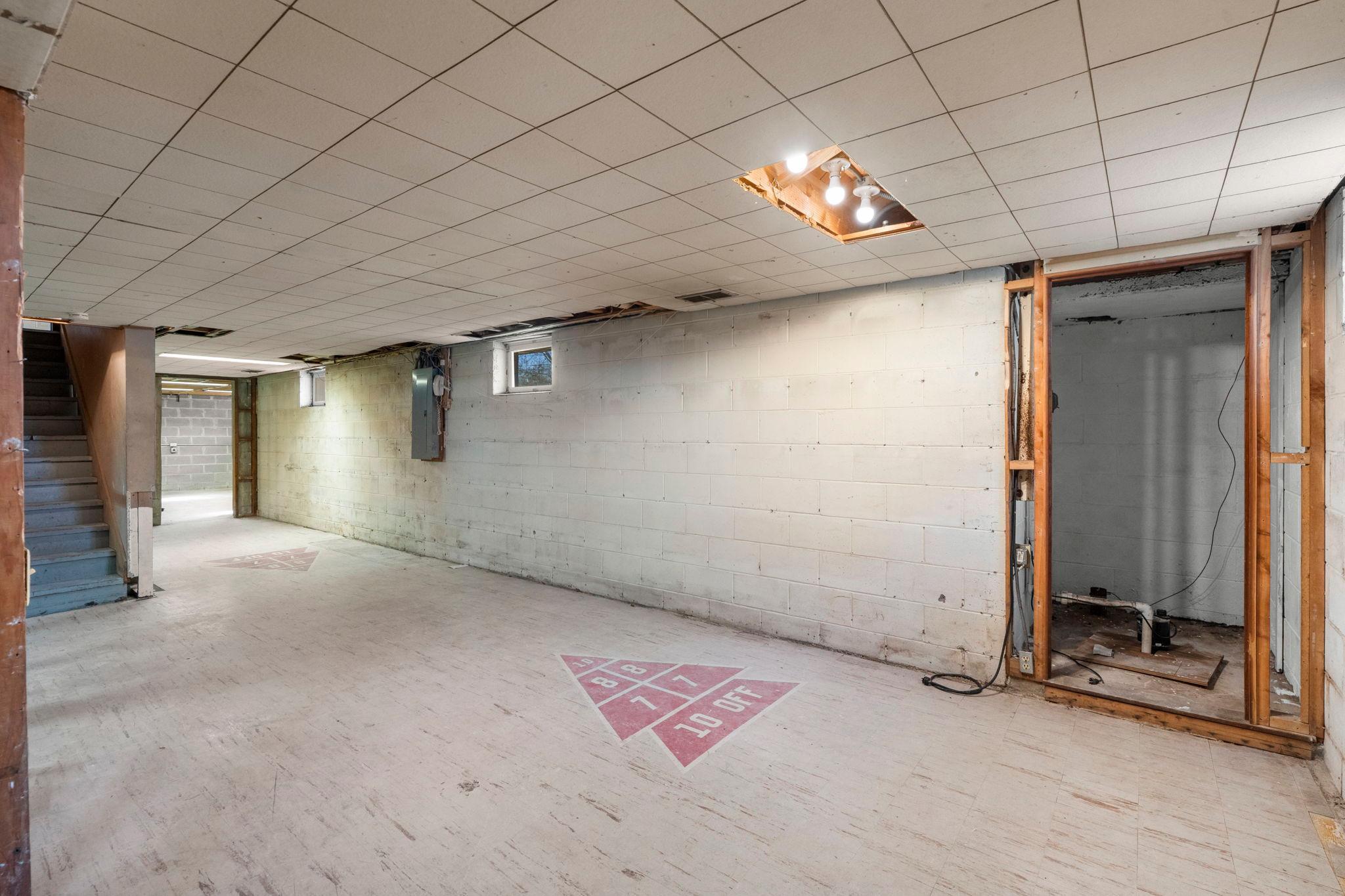 Unfinished lower level