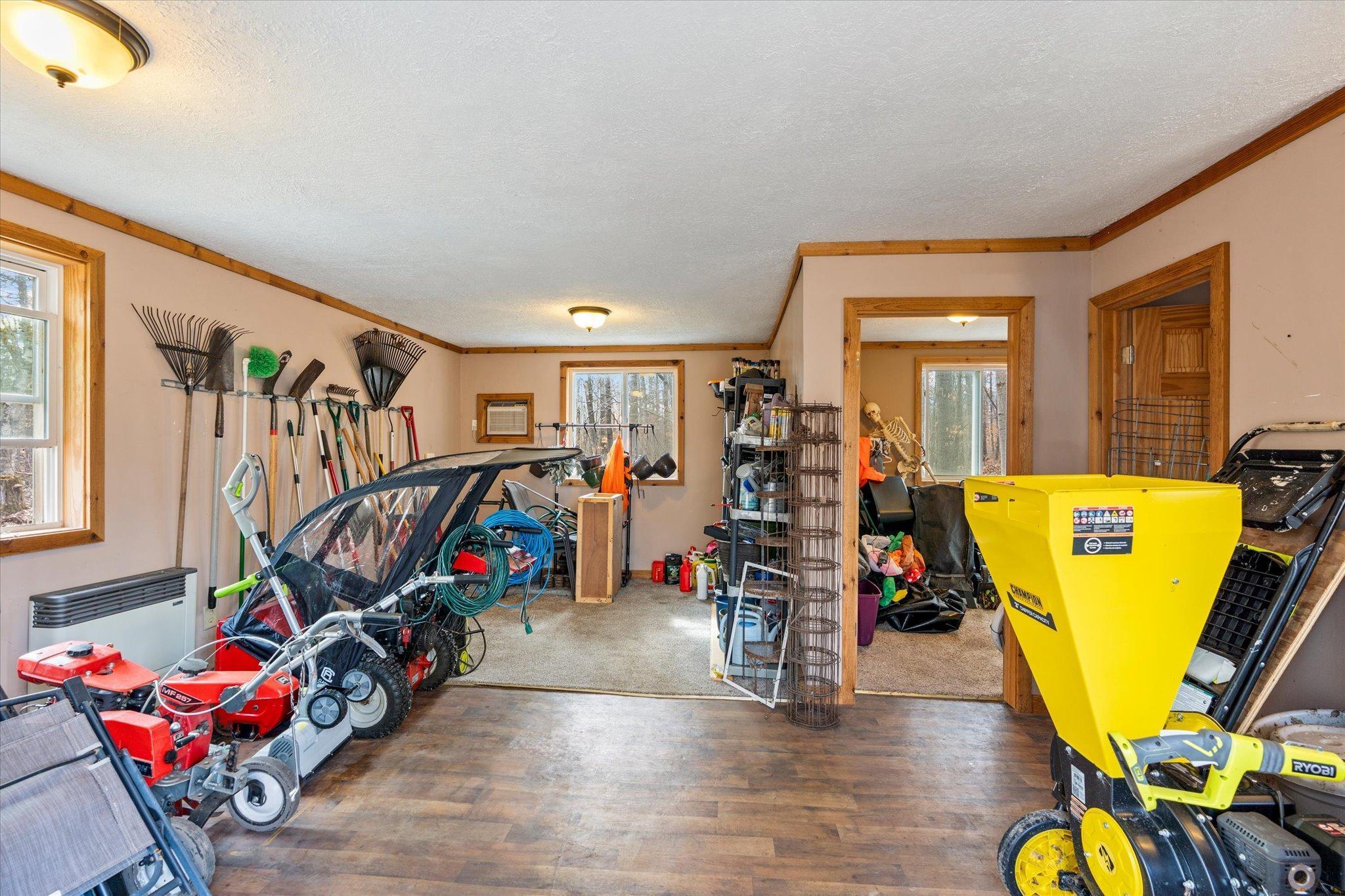 1 bedroom and living area space in guest cabin