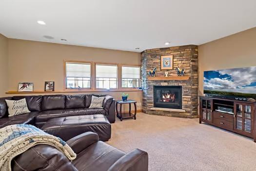 Family Room with one of the 2 Fireplaces in the home