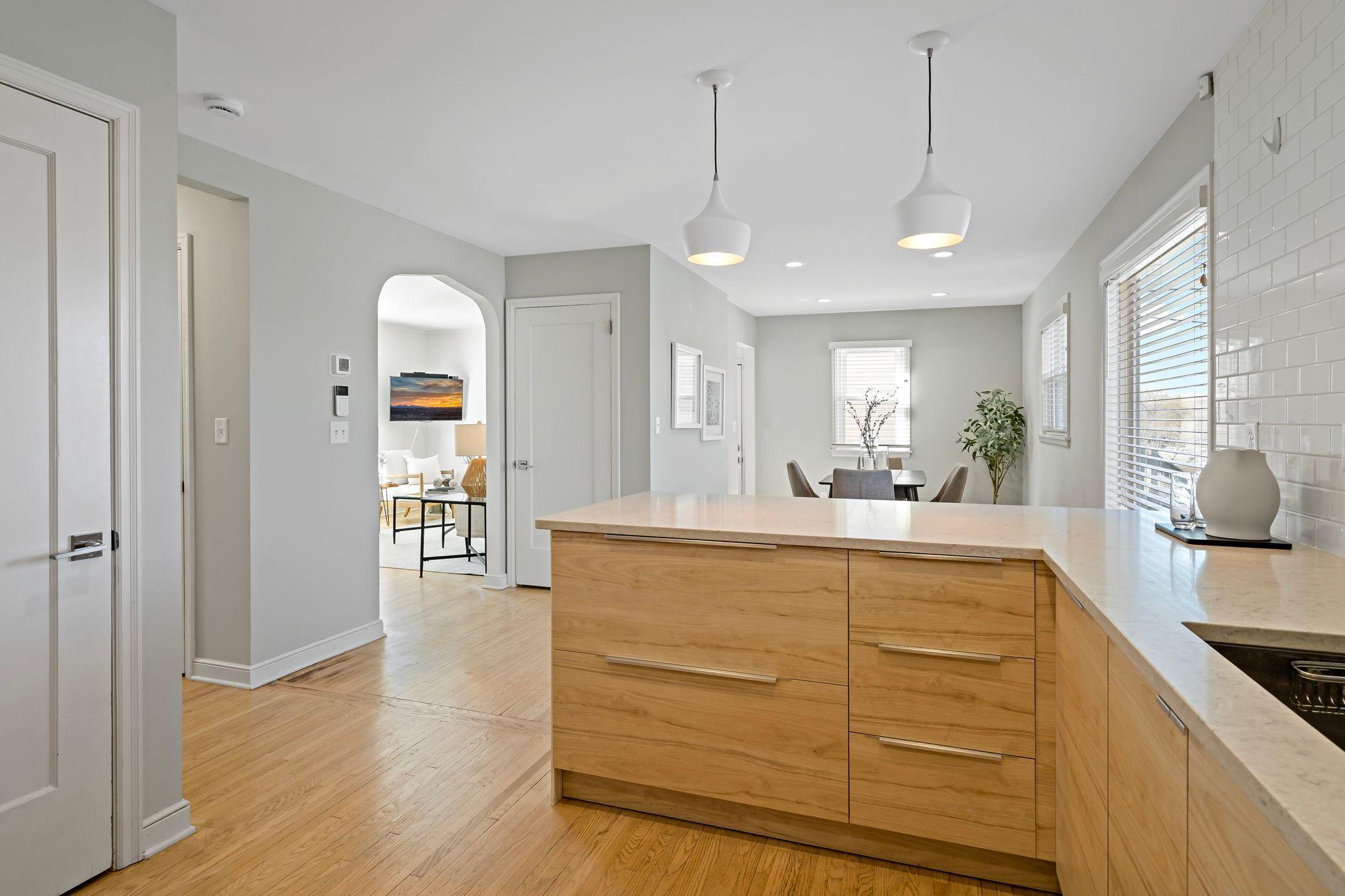 Kitchen is open to dining room
