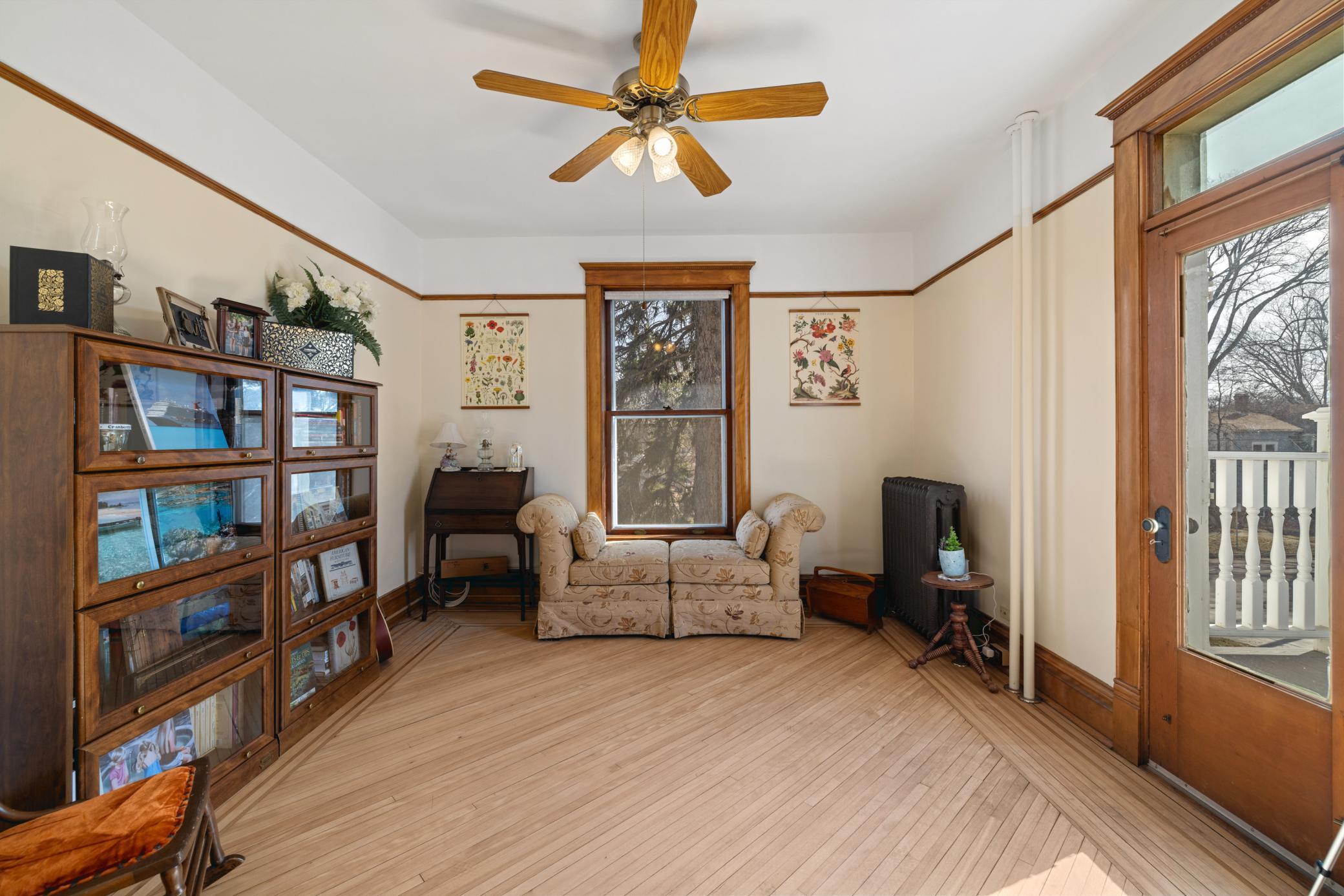 Craft room with door to deck