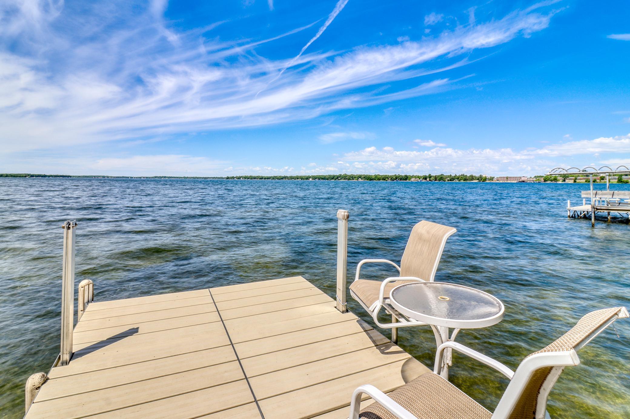 Sitting on the dock on the lake