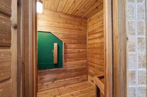 Sauna with fold down seating for more elevation