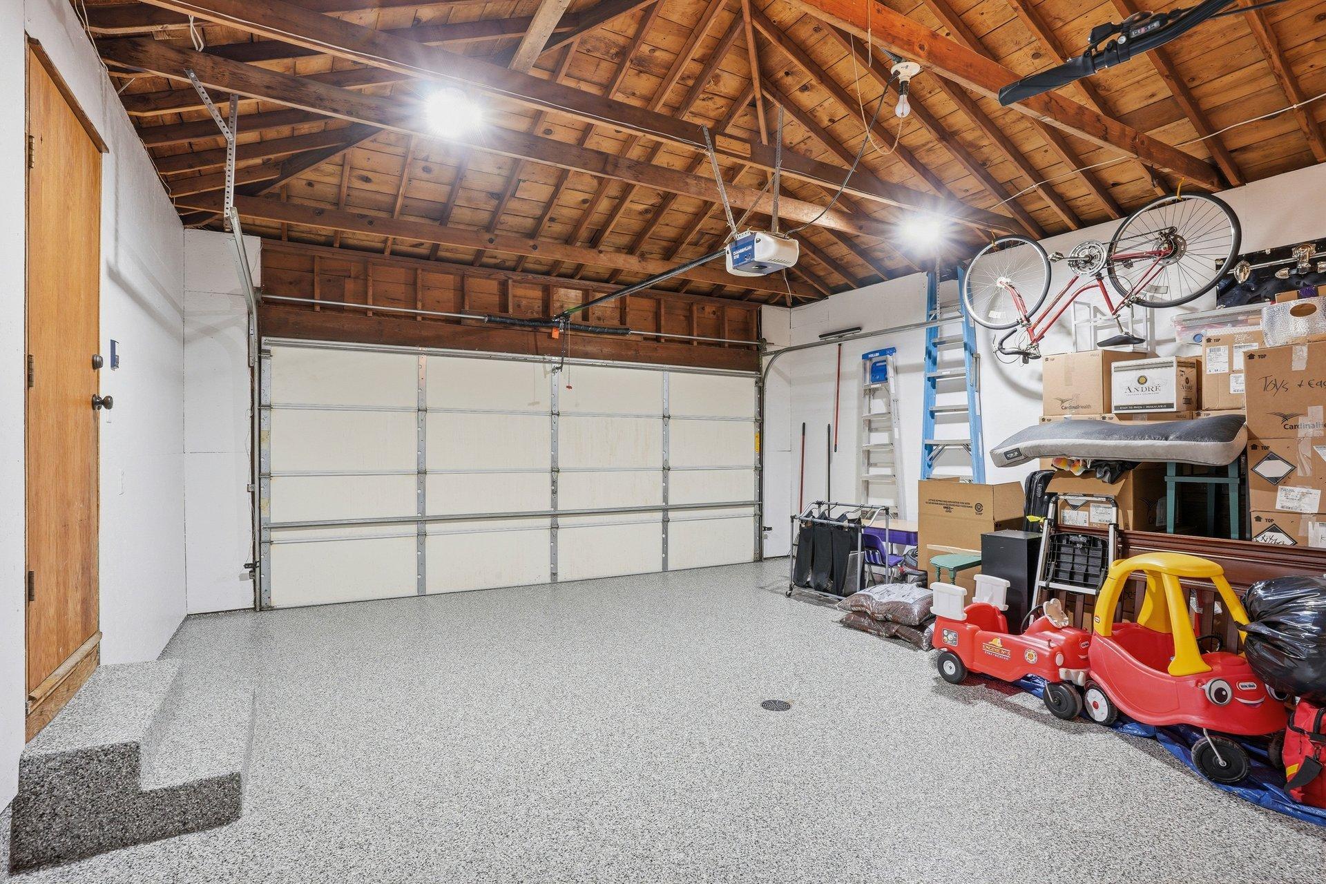 New garage floor cement + epoxy coating