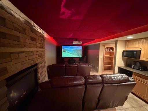 media room with projector & big screen