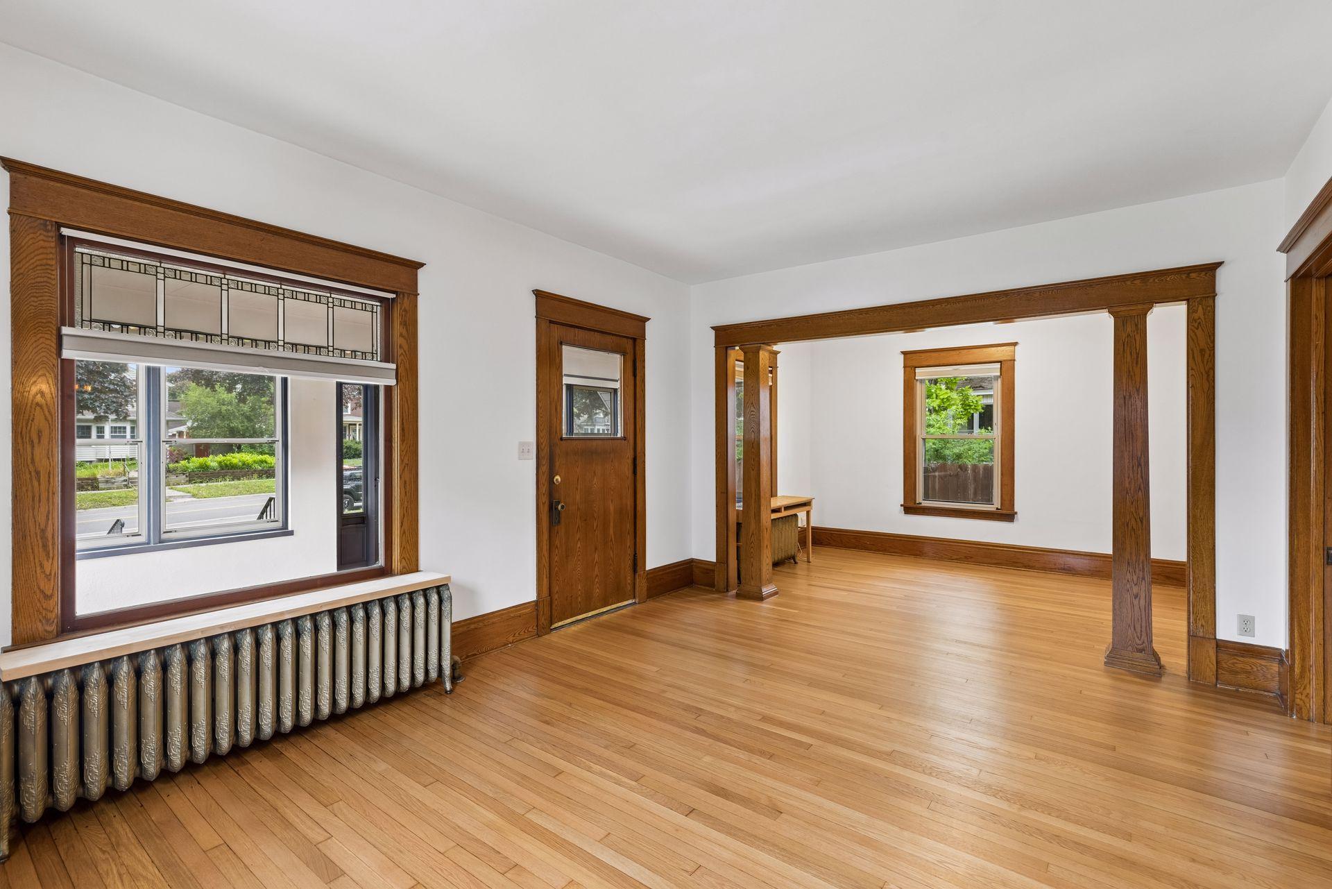 All the windows have been updated. The living room window also features leaded glass transom window.