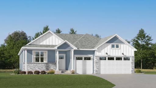(Exterior rendering, actual home's finishes will vary.)