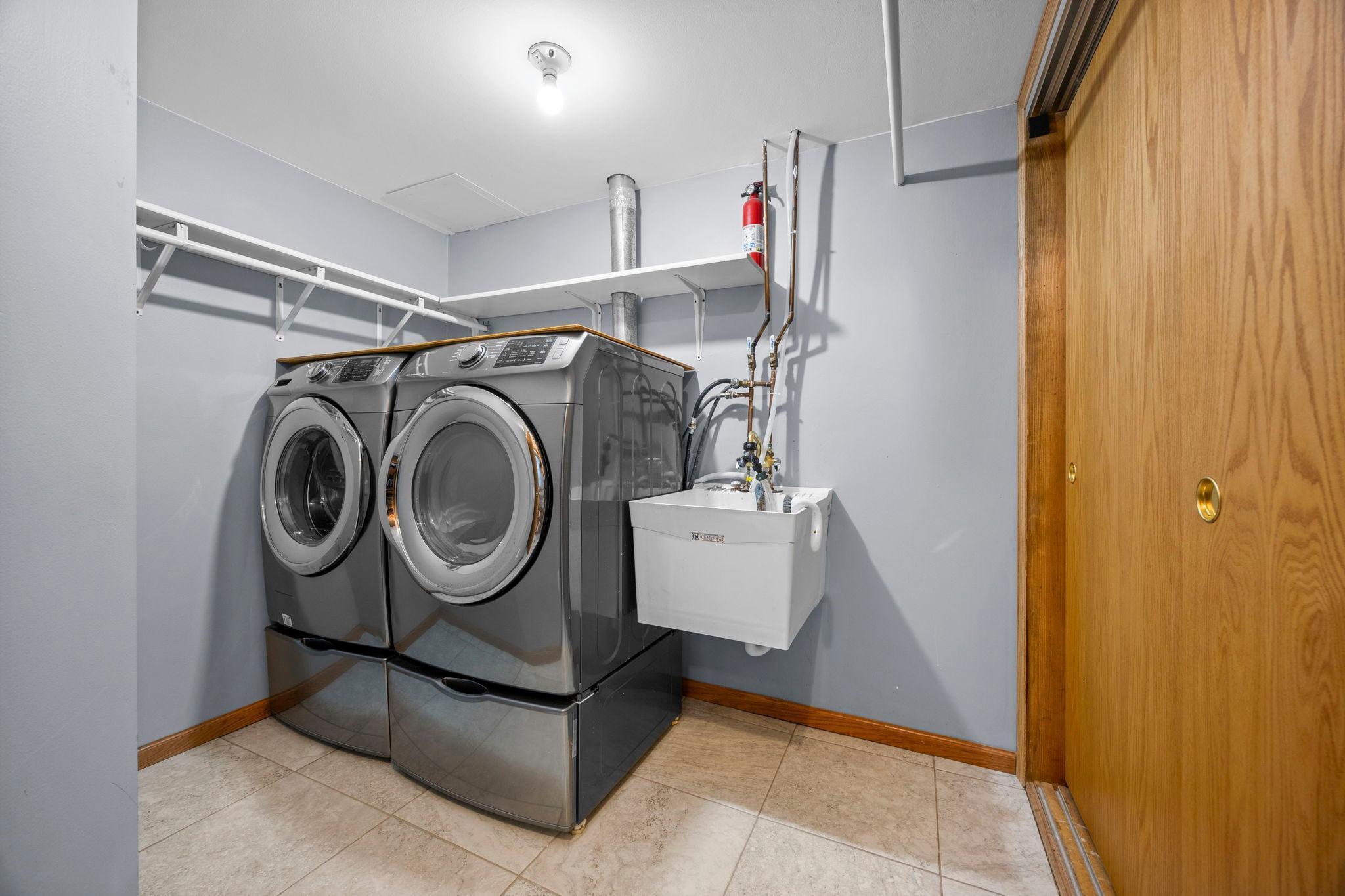 Large lower level laundry room