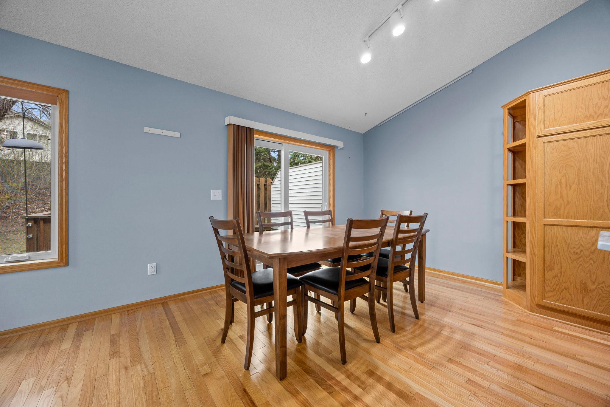 Large eat in dining room with access to the back deck